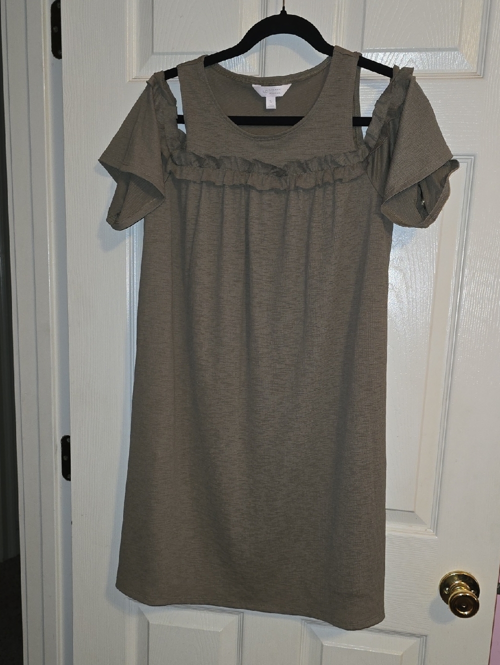 LC Lauren Conrad Olive Green Cold-Shoulder Midi Dress